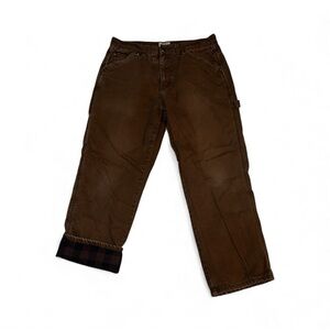 Schmidt Workwear Brown Canvas Flannel Lined Carpenter Pants
